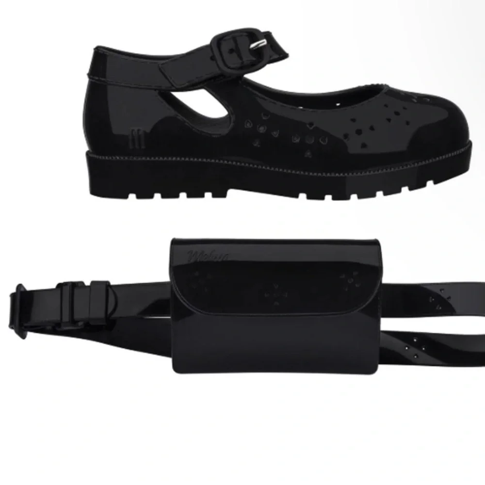 Mini Melissa Black Kids Shoes with Matching Bag
